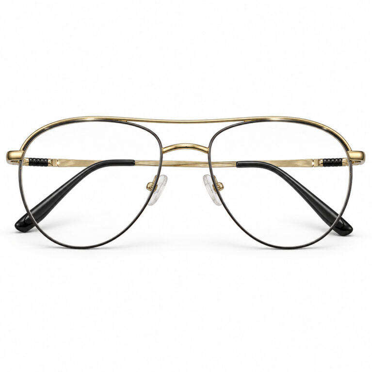 Gold-Tone Aviator Eyeglasses – Unisex
