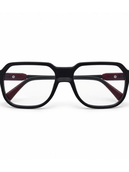 Black Geometric Aviator Eyeglasses — front view
