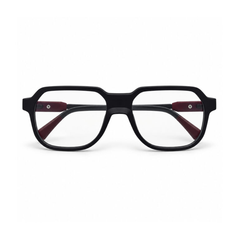 Black Geometric Aviator Eyeglasses — front view