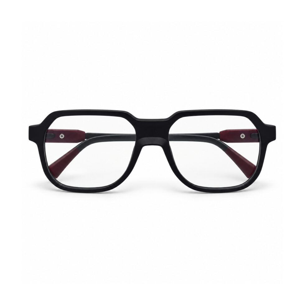 Black Geometric Aviator Eyeglasses — front view