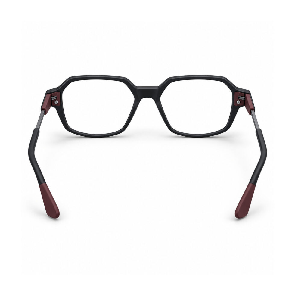 Black Geometric Aviator Eyeglasses — rear view