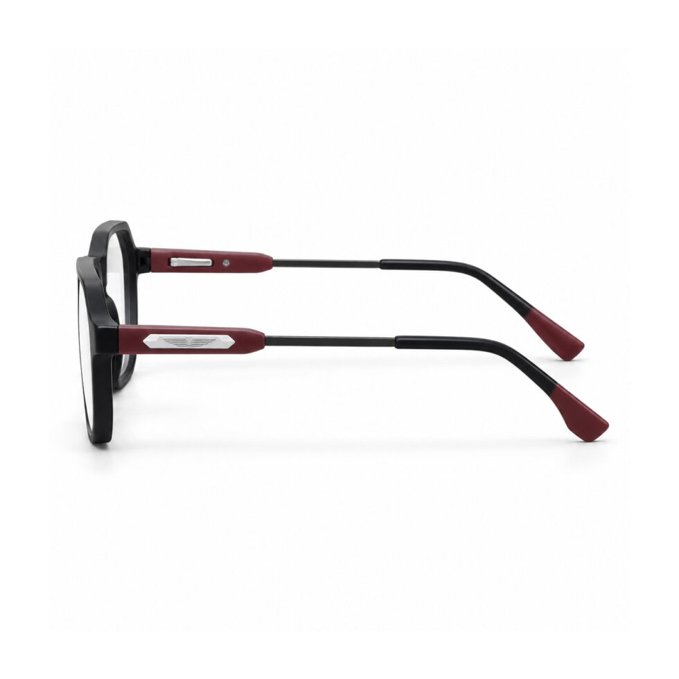 Black Geometric Aviator Eyeglasses — side profile