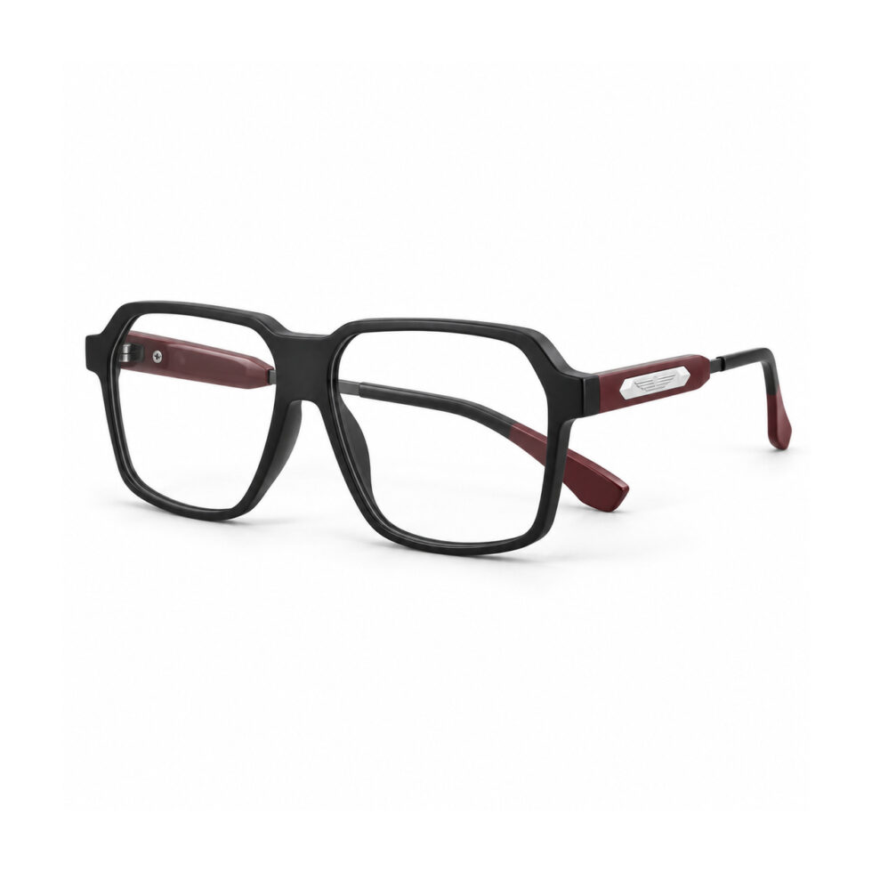 Black Geometric Aviator Eyeglasses — additional angled view