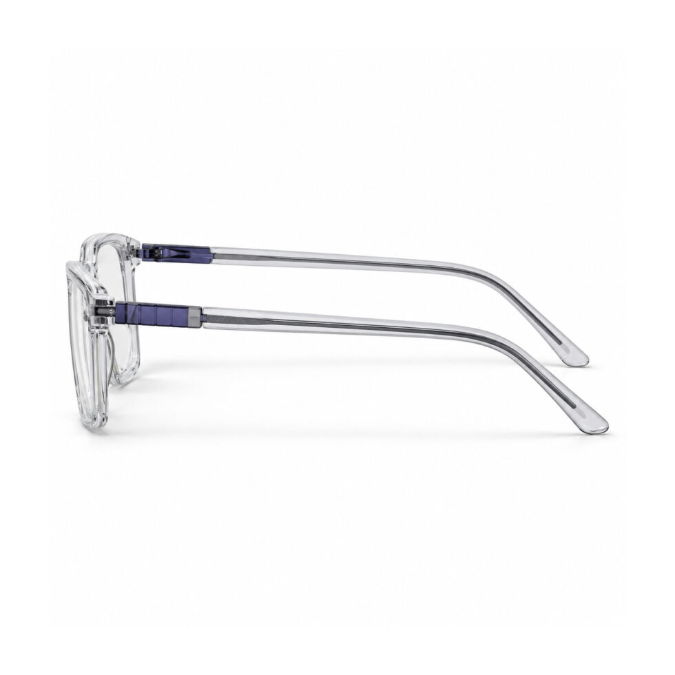 Crystal Clear Rectangle Eyeglasses — side profile