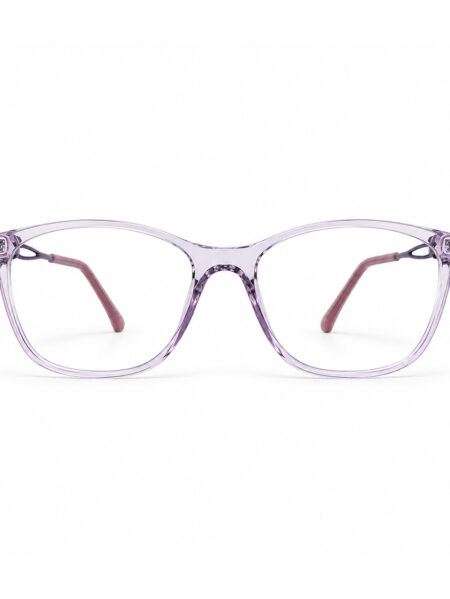 Transparent Lavender Cat-Eye Eyeglasses — front view
