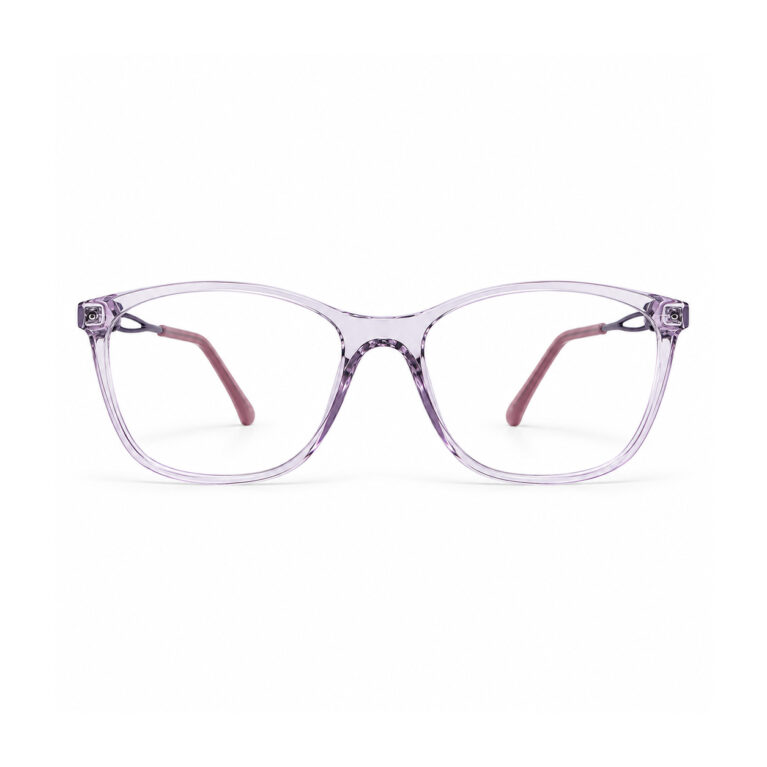 Transparent Lavender Cat-Eye Eyeglasses — front view