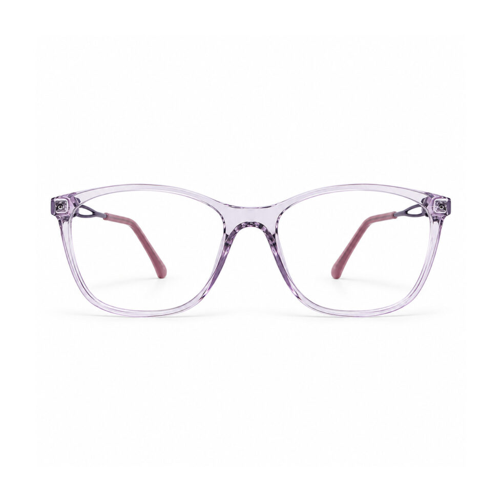 Transparent Lavender Cat-Eye Eyeglasses — front view