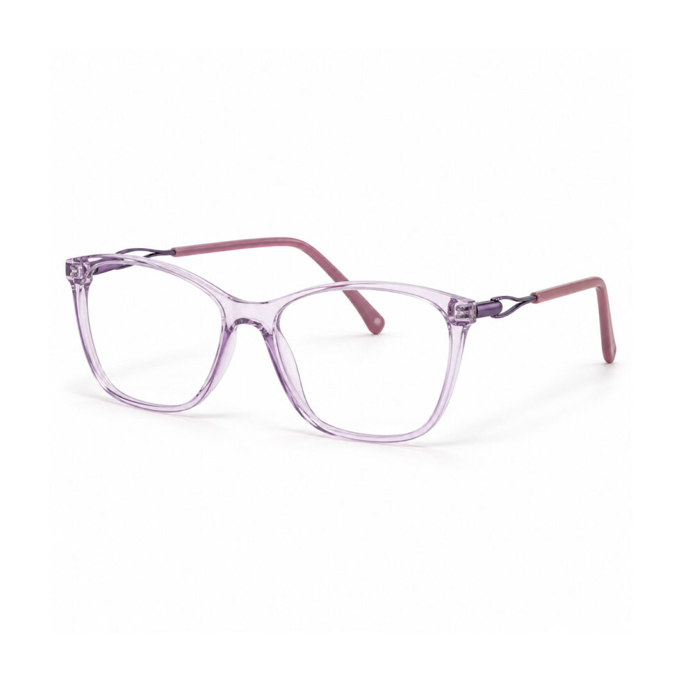 Transparent Lavender Cat-Eye Eyeglasses — additional angled view