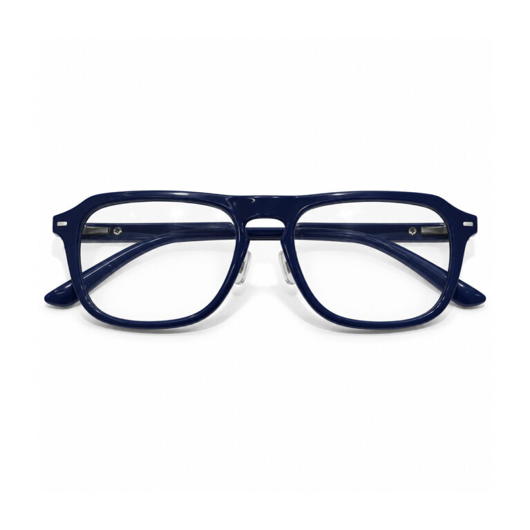 Navy Blue Double-Bridge Aviator Eyeglasses — front view