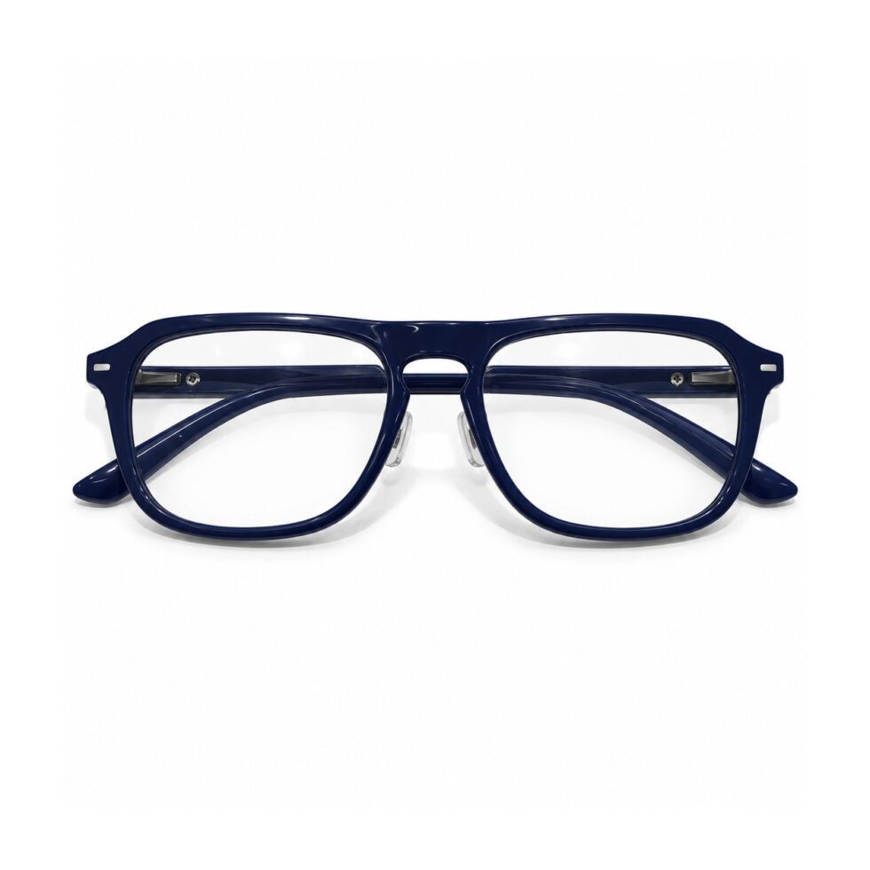 Navy Blue Double-Bridge Aviator Eyeglasses — front view