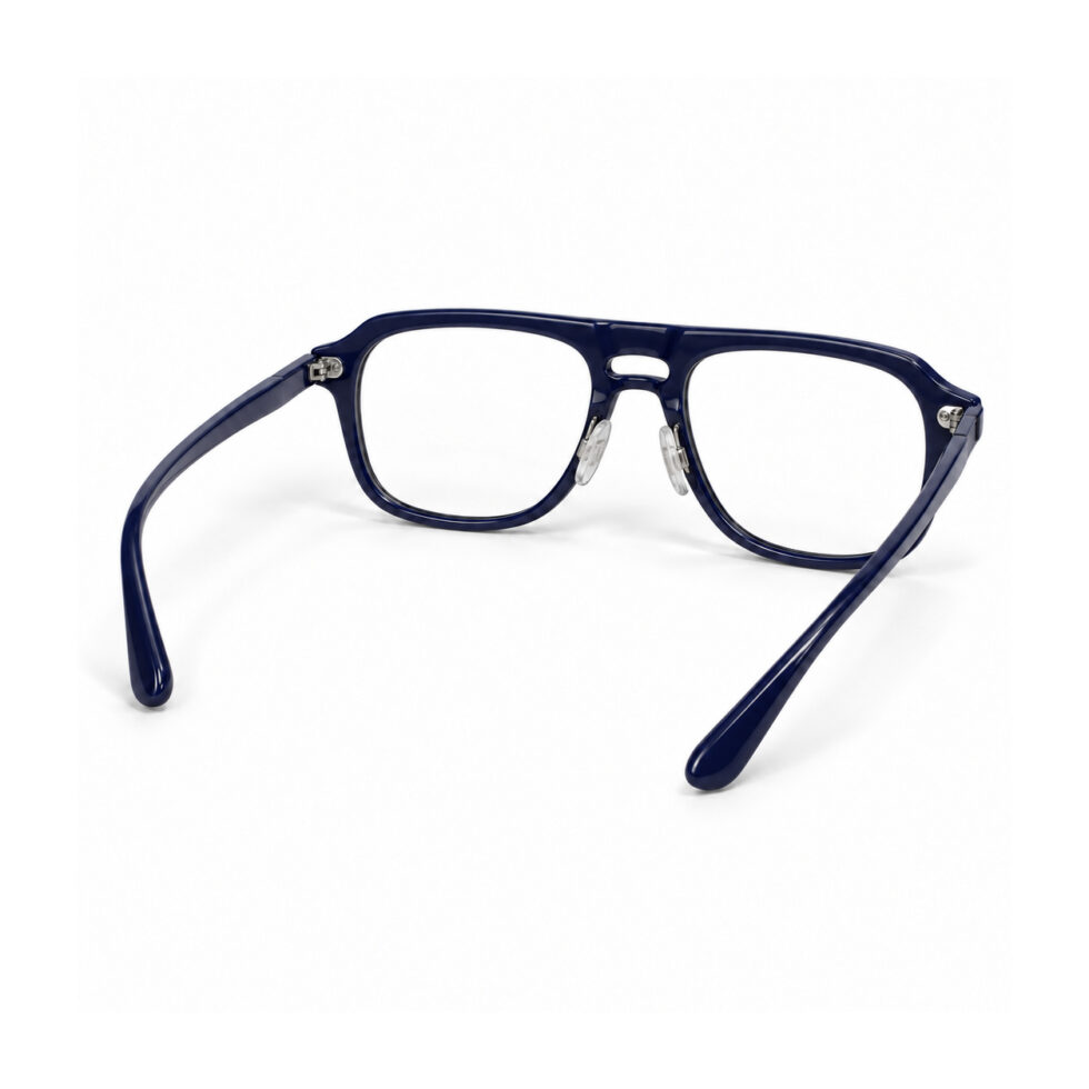 Navy Blue Double-Bridge Aviator Eyeglasses — rear view