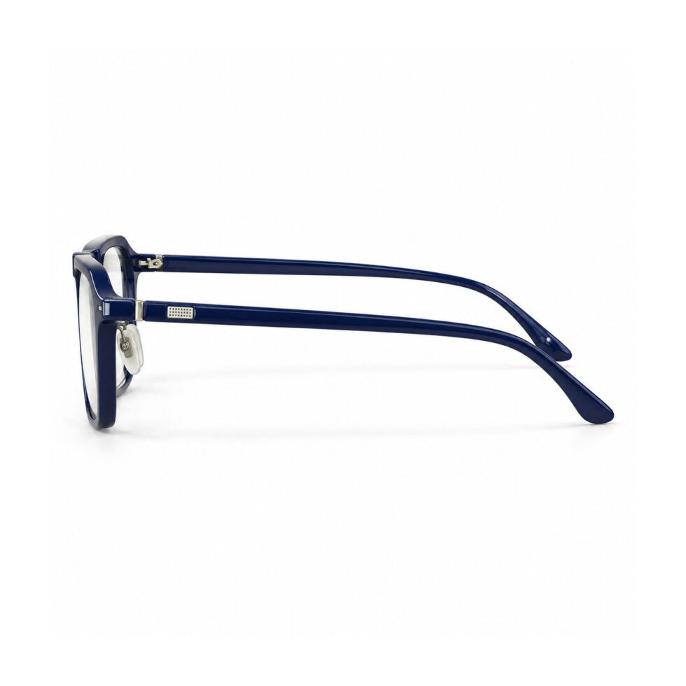 Navy Blue Double-Bridge Aviator Eyeglasses — side profile