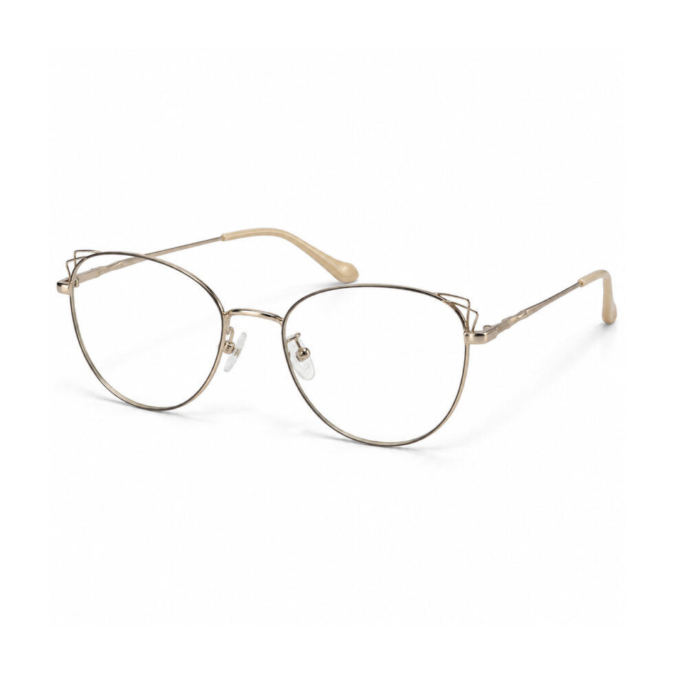 Gold-Tone Cat-Eye Eyeglasses — front three-quarter view