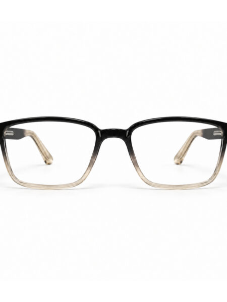 Black and Champagne Rectangle Eyeglasses — front view