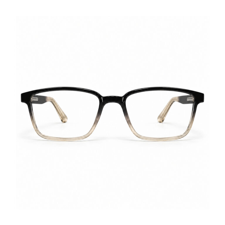 Black and Champagne Rectangle Eyeglasses — front view