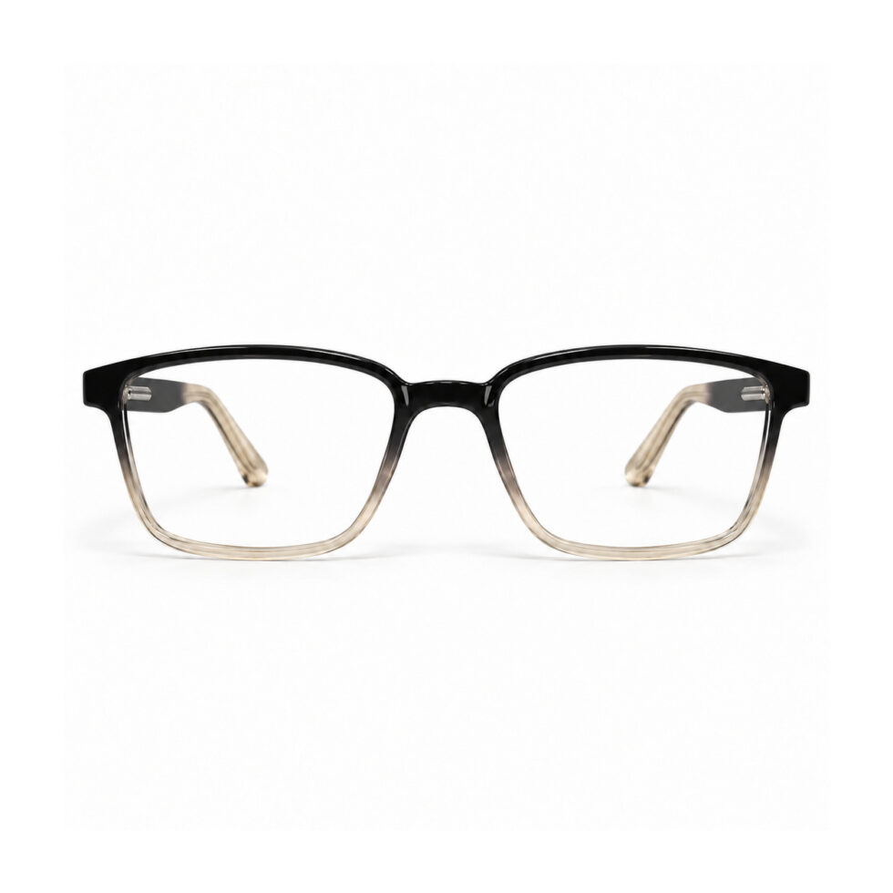 Black and Champagne Rectangle Eyeglasses — front view