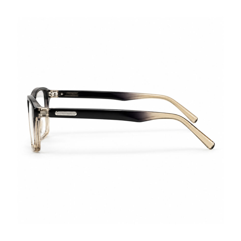 Black and Champagne Rectangle Eyeglasses — side profile