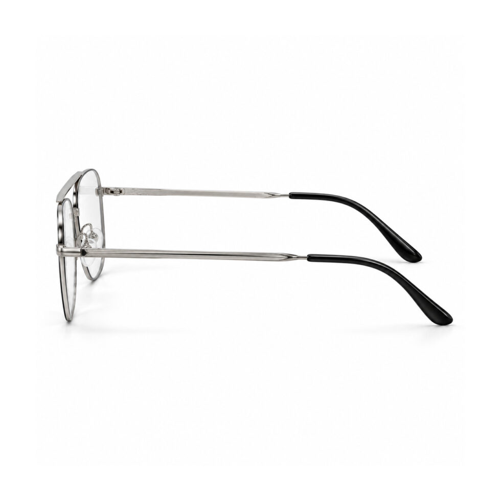Silver-Tone Double-Bridge Aviator Eyeglasses — side profile