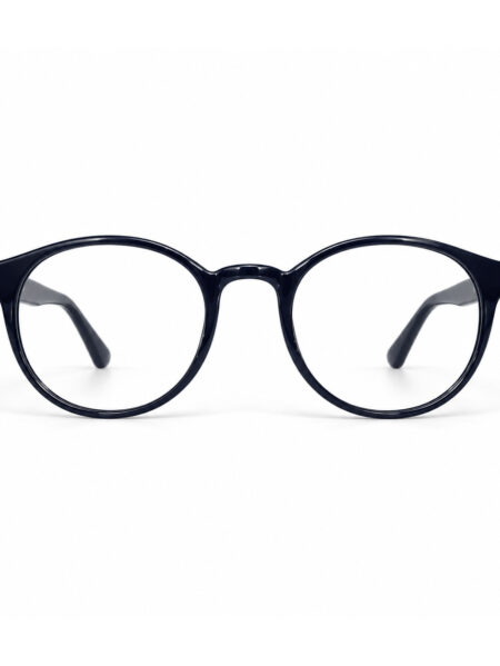 Deep Navy Round Eyeglasses — front view