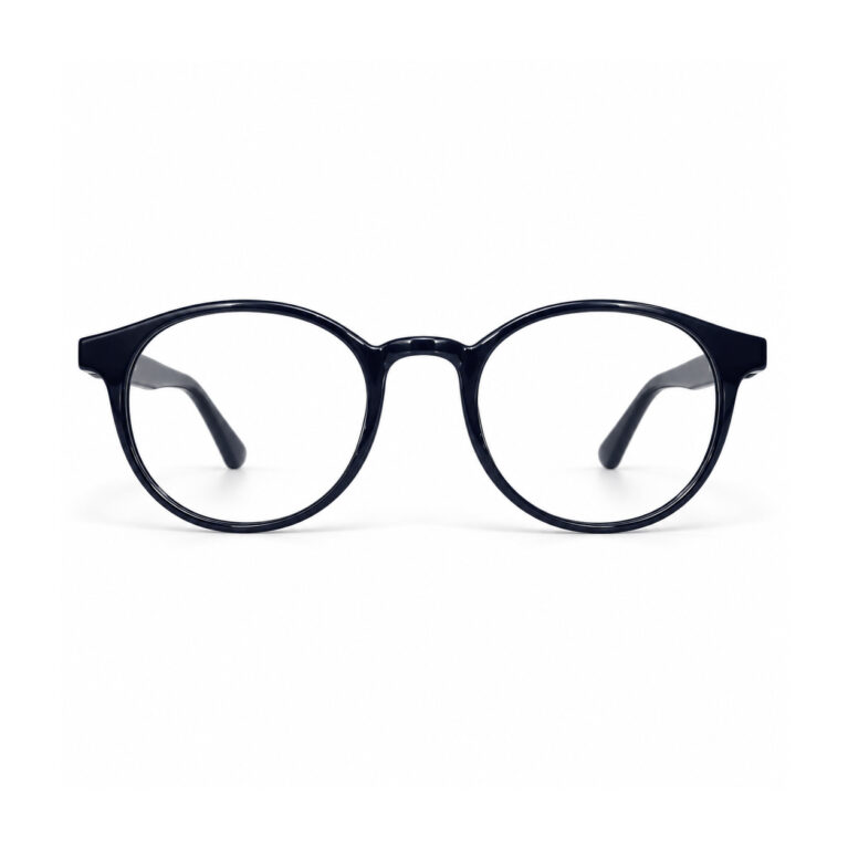 Deep Navy Round Eyeglasses — front view