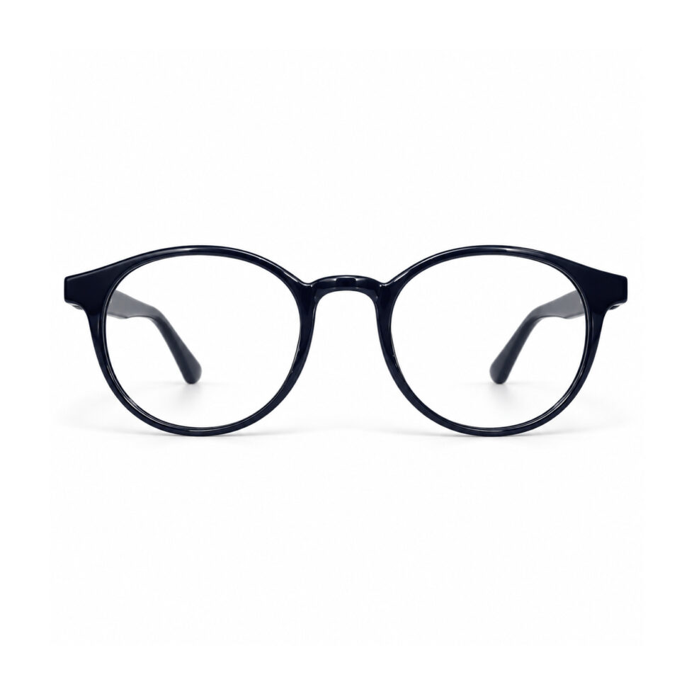 Deep Navy Round Eyeglasses — front view
