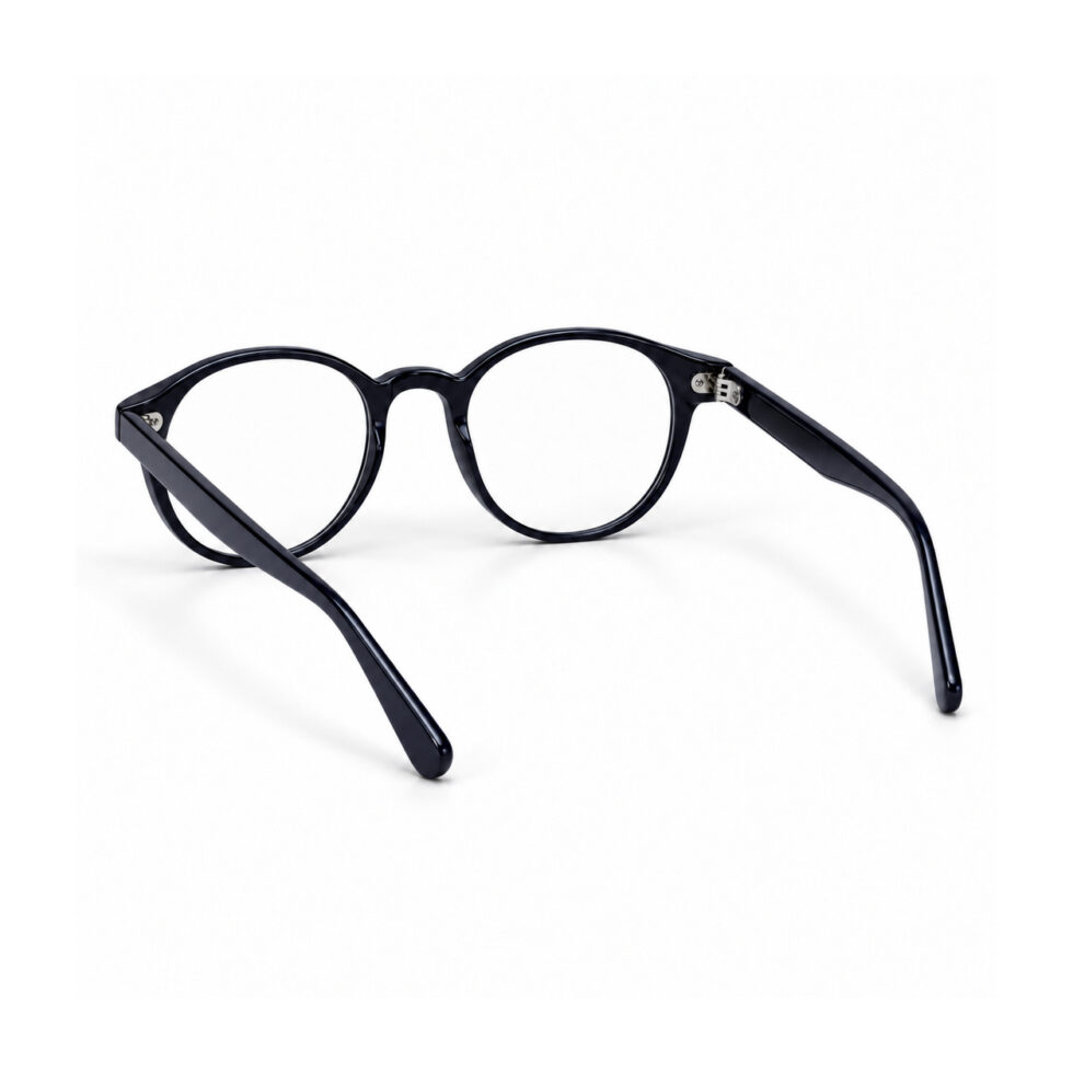 Deep Navy Round Eyeglasses — rear view