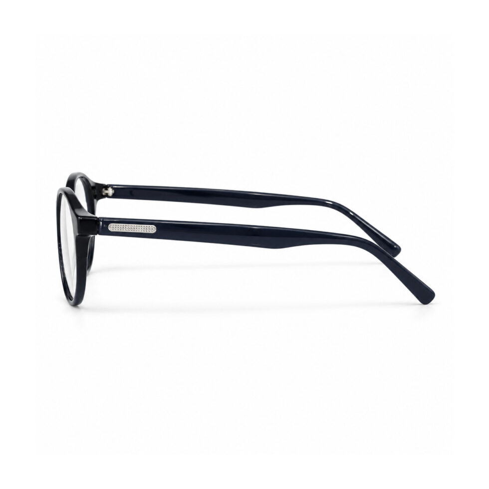 Deep Navy Round Eyeglasses — side profile