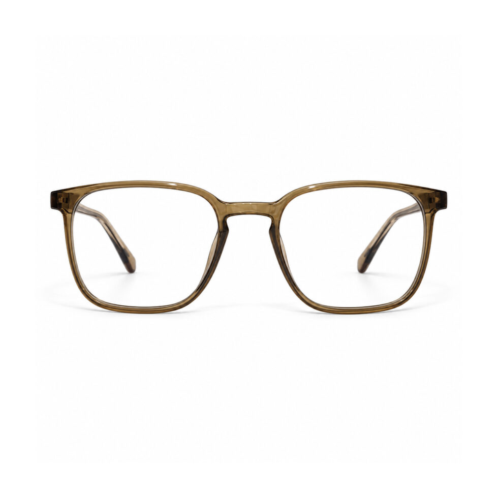 Transparent Brown Square Eyeglasses — front view