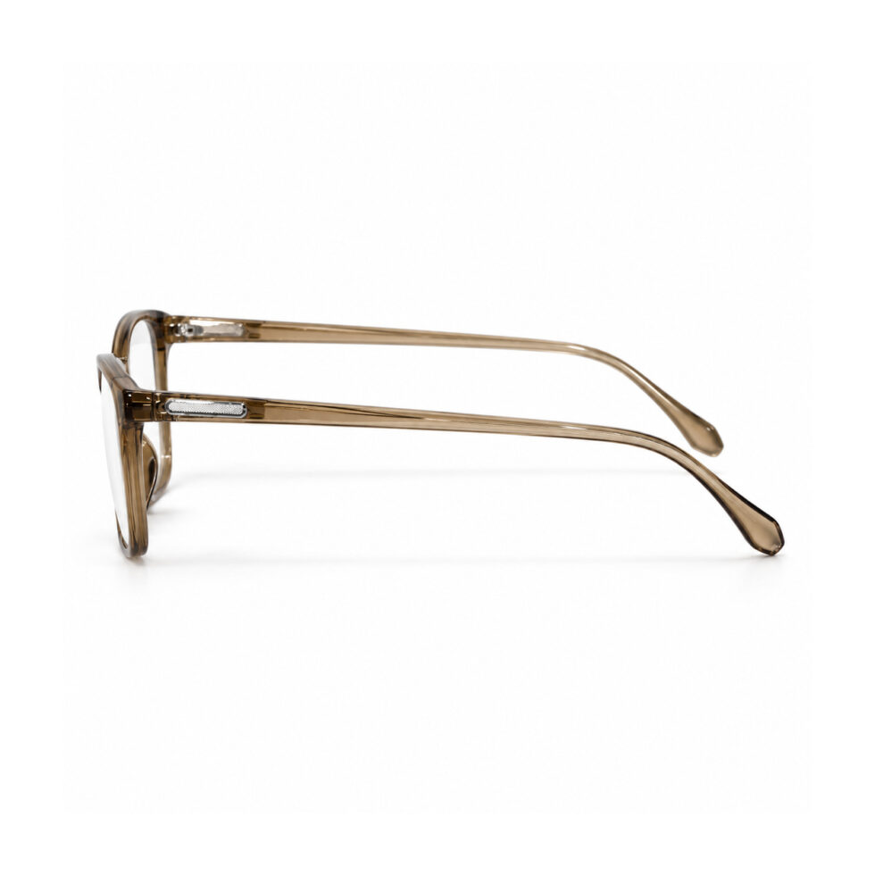 Transparent Brown Square Eyeglasses — side profile