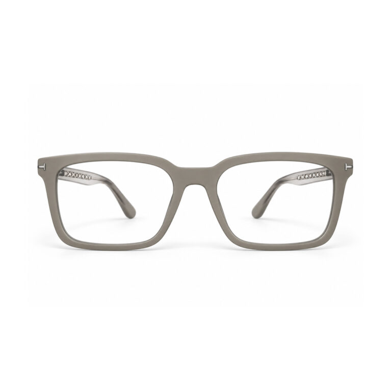 Matte Grey Square Eyeglasses – front view
