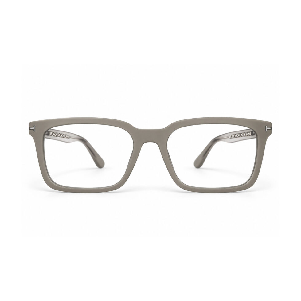 Matte Grey Square Eyeglasses – front view