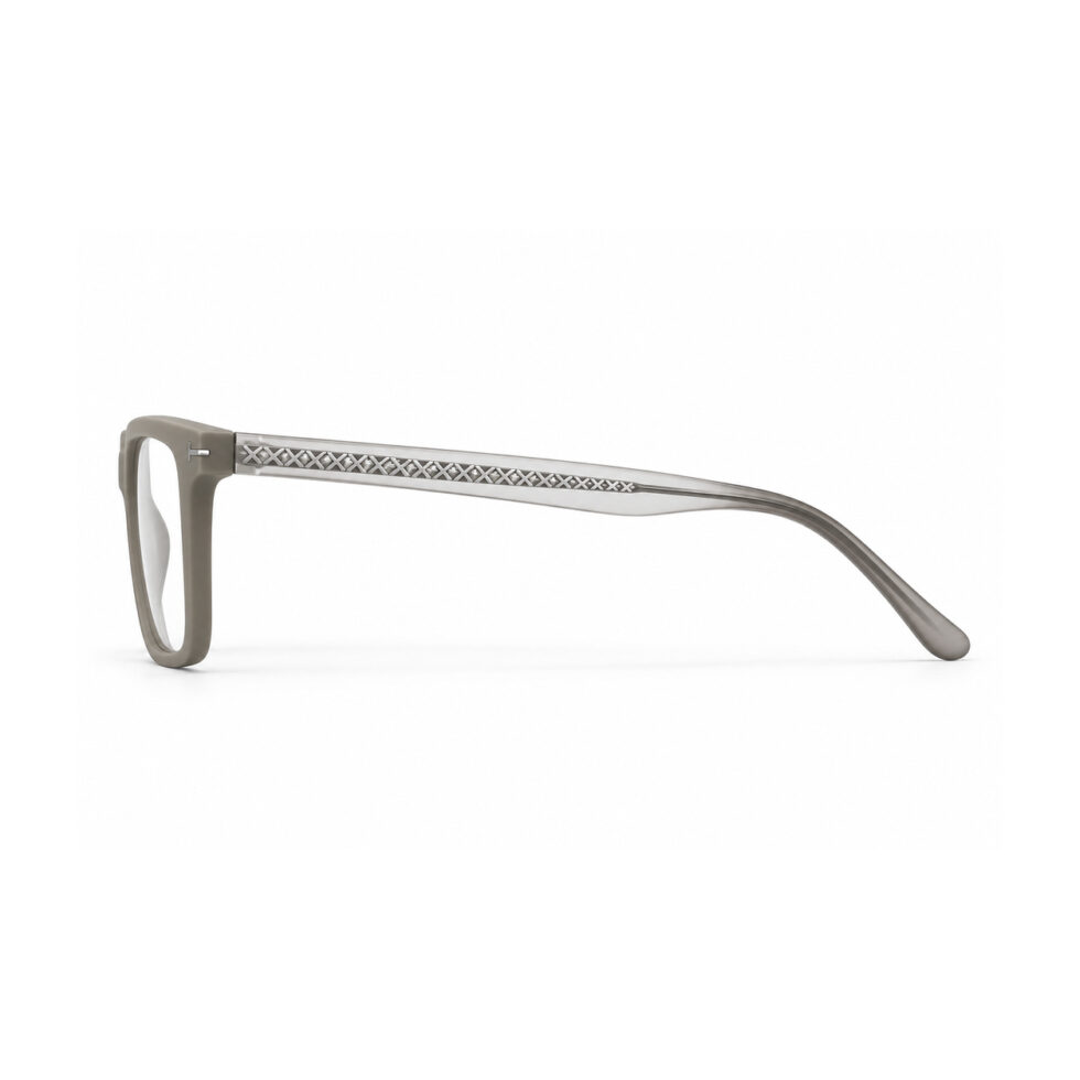 Matte Grey Square Eyeglasses – side view