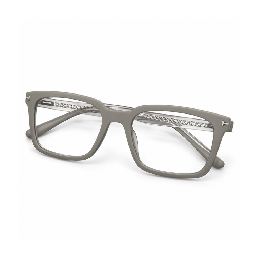 Matte Grey Square Eyeglasses – alternate angle