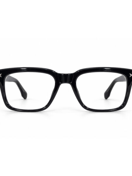 Glossy Black Square Eyeglasses – front view