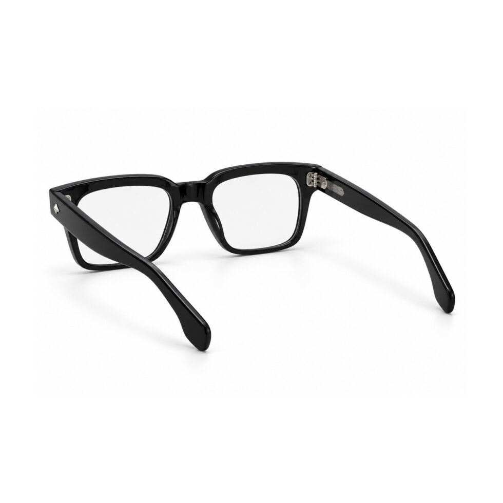 Glossy Black Square Eyeglasses – rear view