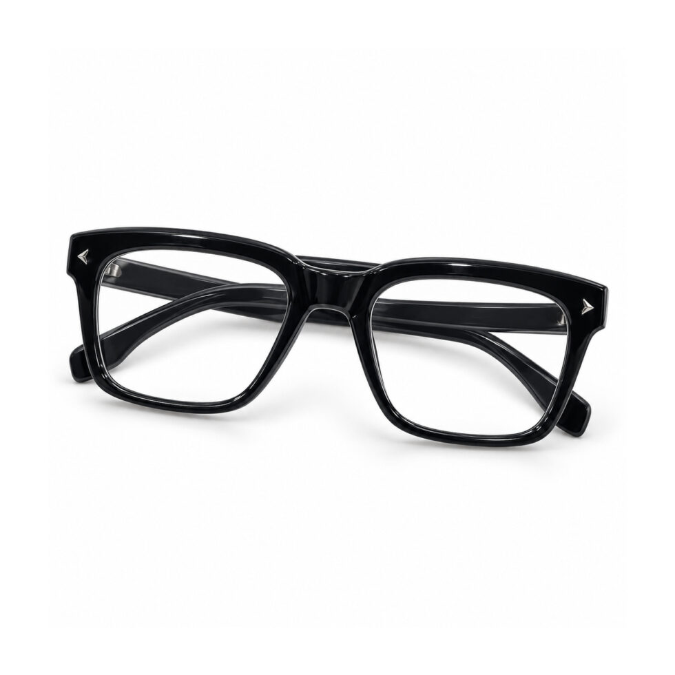 Glossy Black Square Eyeglasses – alternate angle