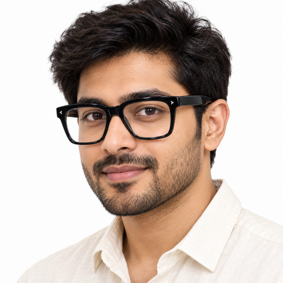 Glossy Black Square Eyeglasses – men model