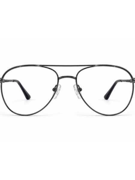 Gunmetal Double Bridge Aviator Eyeglasses – front view