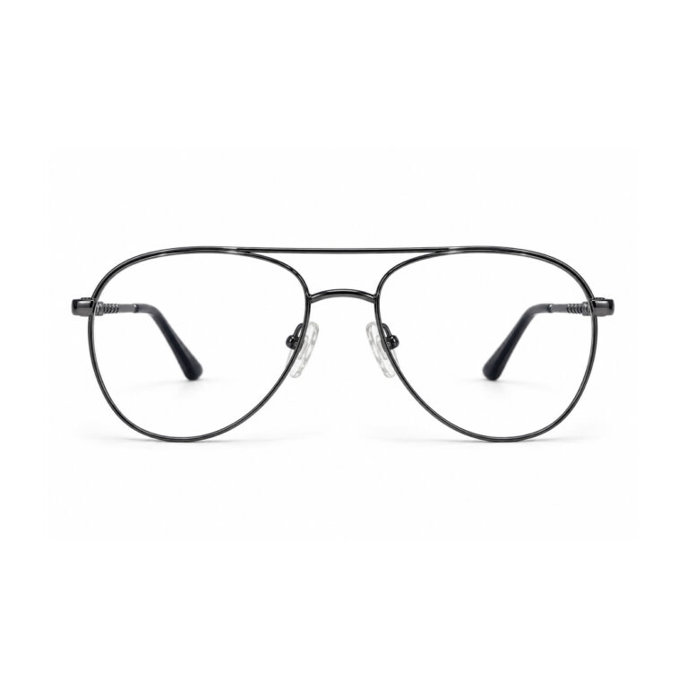 Gunmetal Double Bridge Aviator Eyeglasses – front view
