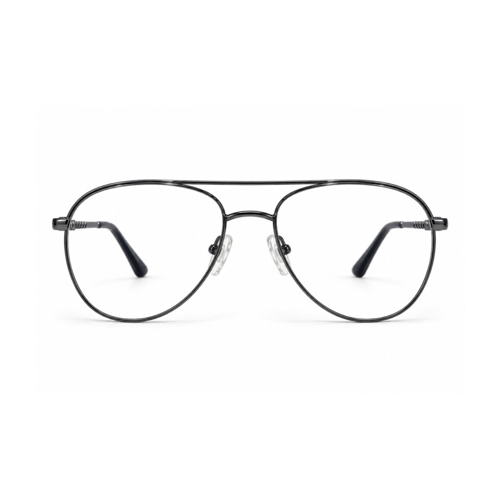 Gunmetal Double Bridge Aviator Eyeglasses – front view