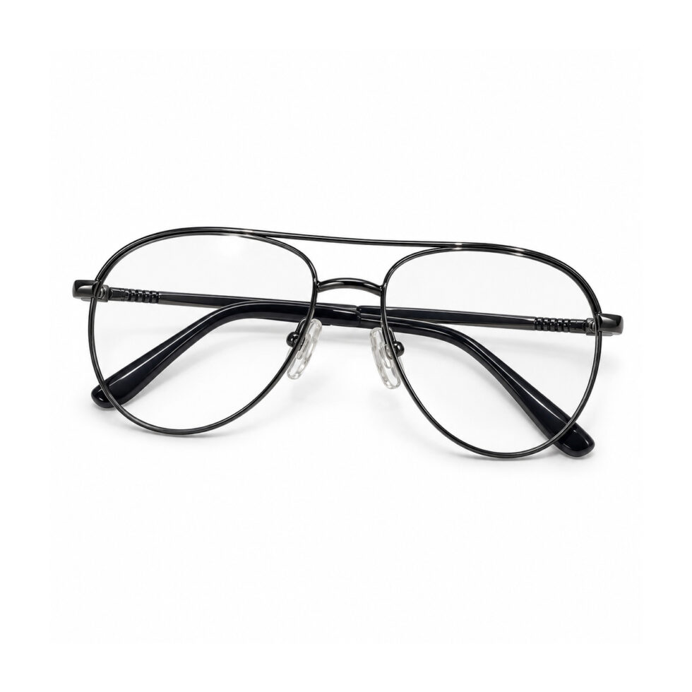 Gunmetal Double Bridge Aviator Eyeglasses – alternate angle