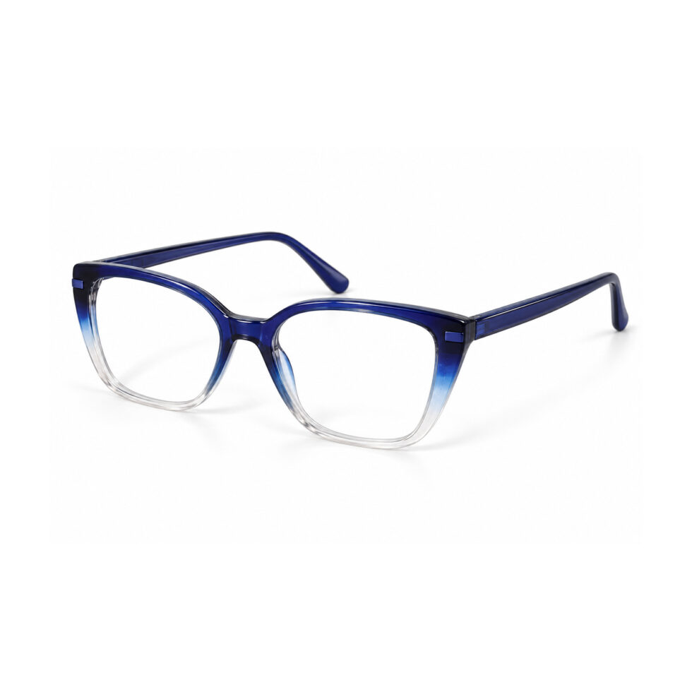 Blue Gradient Cat Eye Eyeglasses – three-quarter view
