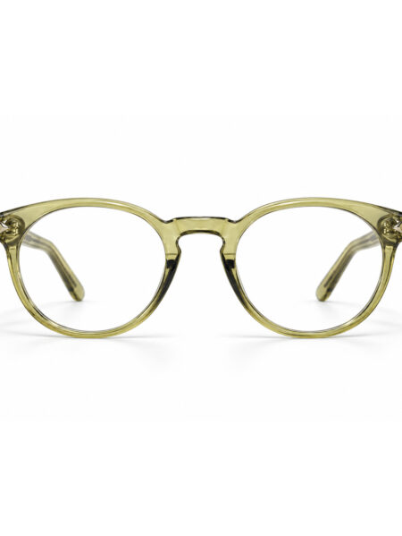 Transparent Olive Round Eyeglasses – front view