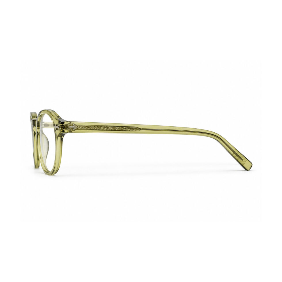 Transparent Olive Round Eyeglasses – side view