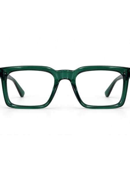 Transparent Green Rectangle Eyeglasses – front view