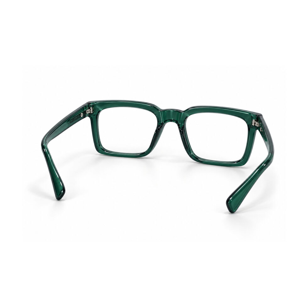 Transparent Green Rectangle Eyeglasses – rear view