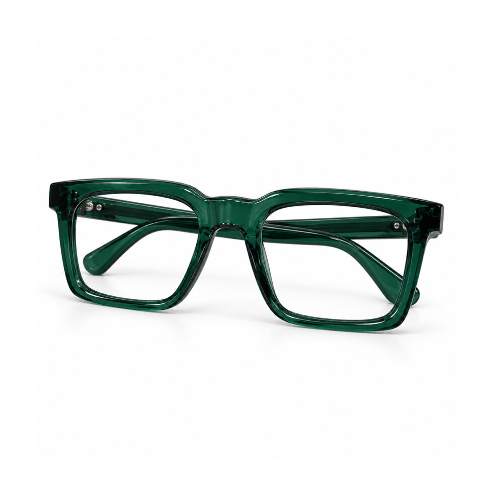 Transparent Green Rectangle Eyeglasses – alternate angle