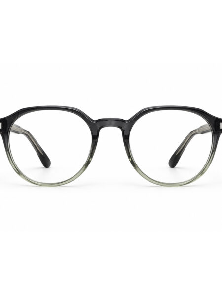 Black to Olive Gradient Round Eyeglasses – front view