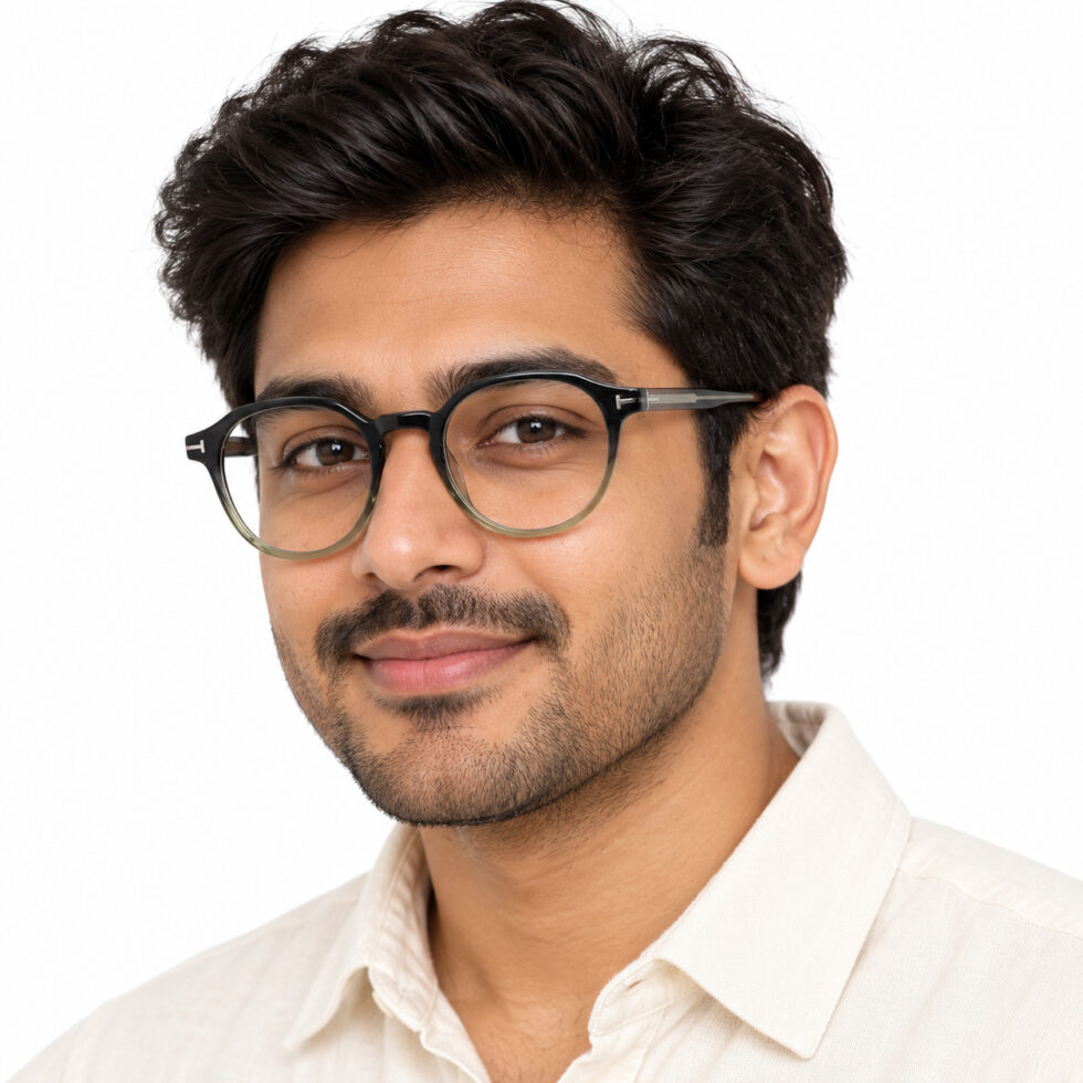 Black to Olive Gradient Round Eyeglasses – man model