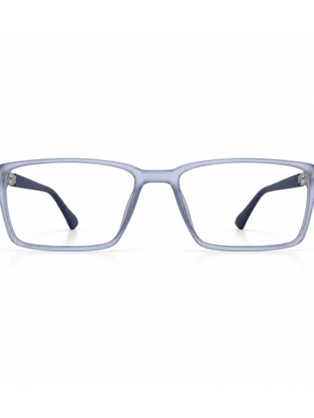 Frosted Blue Grey Rectangle Eyeglasses – front view